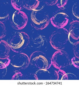 Vintage Grunge Circle Background. Vector Seamless Pattern. 