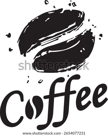 Vintage Grunge Coffee Bean Logo Design with Rough Texture for Rustic Caffe Identity, vector logo.