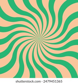 Vintage grunge colorful twisted spiral retro burst background vector. Groovy hippie 70s backgrounds. Waves, swirl, twirl pattern. Twisted and distorted vector texture in trendy retro psychedelic style