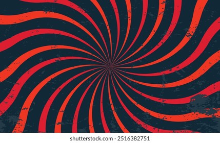Vintage grunge colorful twisted spiral retro burst background vector. Groovy hippie 70s backgrounds. Waves, swirl, twirl pattern.eps10