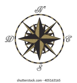 Vintage grunge compass wind rose