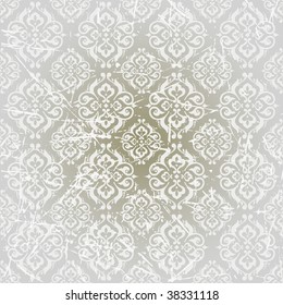 Vintage Grunge Damask Wallpaper