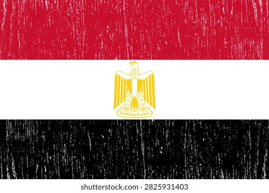 Vintage grunge Egypt flag texture vector illustration. Distressed Egyptian national symbol graphic design for identity