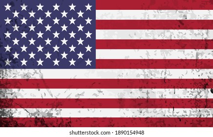 Vintage Grunge flag of United States of America. Flat Vector US flag.