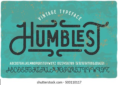 Vintage grunge font with dirty noise texture. Old letters on rusted background.