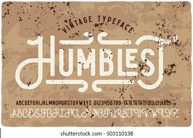 Vintage grunge font with dirty noise texture. Old letters on rusted background.