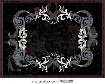 Vintage grunge frame in black color. Vector illustration.