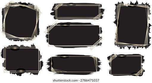 Vintage grunge frame collection featuring artistic decorative borders and retro label elements for branding invitation and graphic design projects