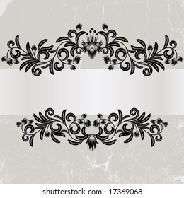 Vintage grunge frame with swirl  on a grey background