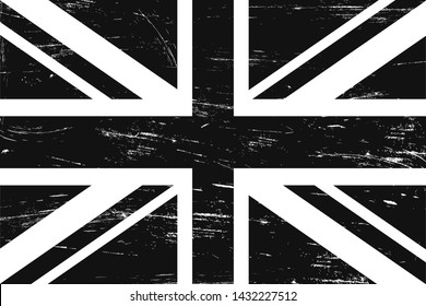 Vintage grunge Great Britain and northern Ireland black and white flag.