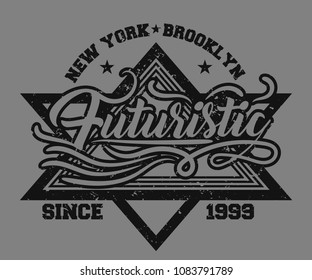 Vintage grunge logo with solid background. Vector illustration modern design for t-shirt and printing.