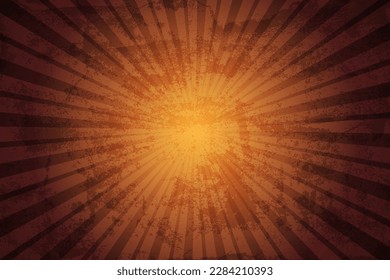 Fondo de color naranja grungo vintage con rayos, ilustración vectorial