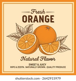 vintage grunge orange fruit print design, women's graphic tee artwork for food fashion. sweet  juice.