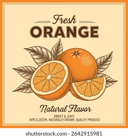 vintage grunge orange fruit print design, women's graphic tee artwork for food fashion. sweet  juice.
