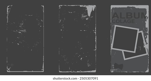 Vintage grunge paper texture portrait frame. Retro paper cover texture for album covers, books and packaging. with worn edges. Old worn background. Vector illustration