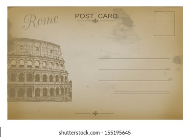 Vintage grunge postcard with Colosseum, vector illustration