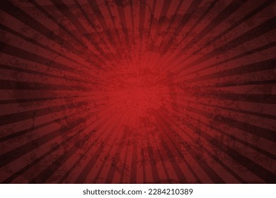 Vintage grunge red background with rays, vector illustration