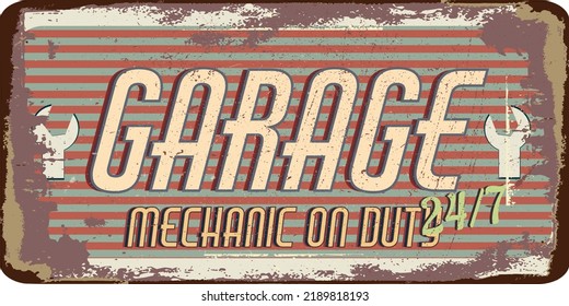 vintage grunge retro garage sign