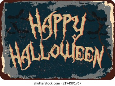 vintage grunge retro happy halloween sign