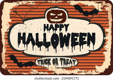 vintage grunge retro happy halloween sign