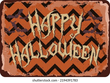 vintage grunge retro happy halloween sign