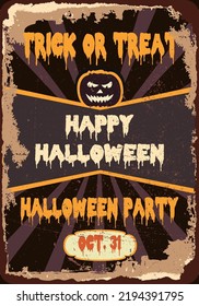 vintage grunge retro happy halloween sign