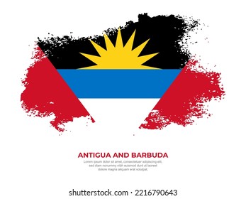 Vintage grunge style Antigua and Barbuda flag with brush stroke effect vector illustration on solid background