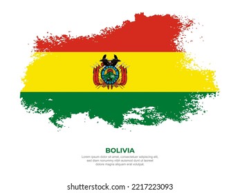 Vintage grunge style Bolivia flag with brush stroke effect vector illustration on solid background