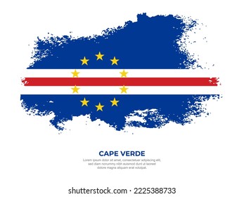 Vintage grunge style Cape Verde flag with brush stroke effect vector illustration on solid background