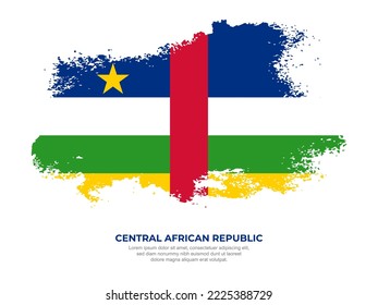 Vintage grunge style Central African Republic flag with brush stroke effect vector illustration on solid background