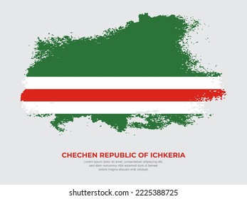 Vintage grunge style Chechen Republic of Ichkeria flag with brush stroke effect vector illustration on solid background