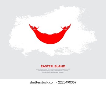 Drapeau de l'île de Pâques de style grunge vintage avec illustration vectorielle à effet de brosse sur fond solide