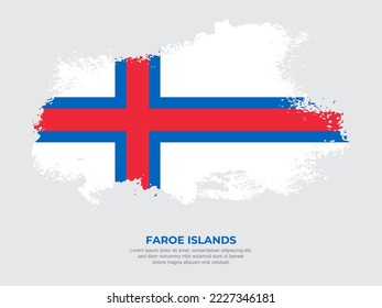 Vintage grunge style Faroe Islands flag with brush stroke effect vector illustration on solid background