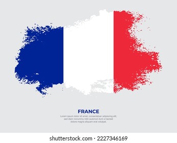 Vintage grunge style France flag with brush stroke effect vector illustration on solid background