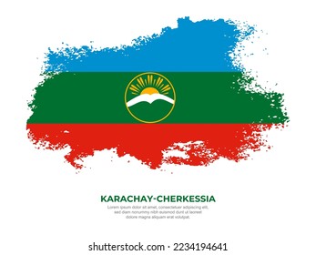 Vintage grunge style Karachay-Cherkessia flag with brush stroke effect vector illustration on solid background