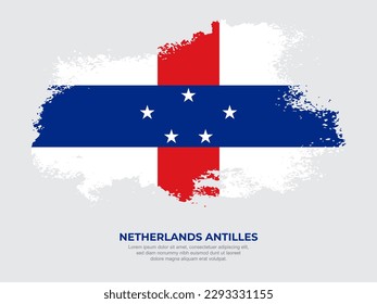 Vintage grunge style Netherlands Antilles flag with brush stroke effect vector illustration on solid background