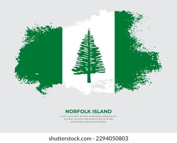 Vintage grunge style Norfolk Island flag with brush stroke effect vector illustration on solid background