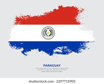 Vintage grunge style Paraguay flag with brush stroke effect vector illustration on solid background