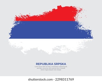 Vintage grunge style Republika Srpska flag with brush stroke effect vector illustration on solid background
