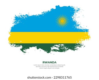 Vintage grunge style Rwanda flag with brush stroke effect vector illustration on solid background