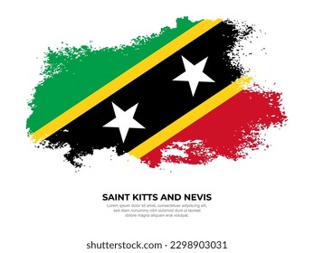 Vintage grunge style Saint Kitts and Nevis flag with brush stroke effect vector illustration on solid background