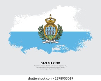 Vintage grunge style San Marino flag with brush stroke effect vector illustration on solid background