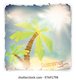 vintage grunge summer background with palm trees