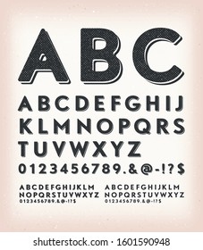 Vintage Grunge And Tattoo ABC Font/
Illustration of a set of retro western design abc typefont, in regular, grunge and shadow version, also working for tattoo, on vintage and grunge background