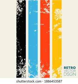 Vintage grunge texture background with retro color stripes. Vector illustration.