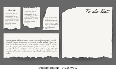 Vintage grunge texture with torn paper, Paper message notes  isolated on gray background, Vector EPS 10