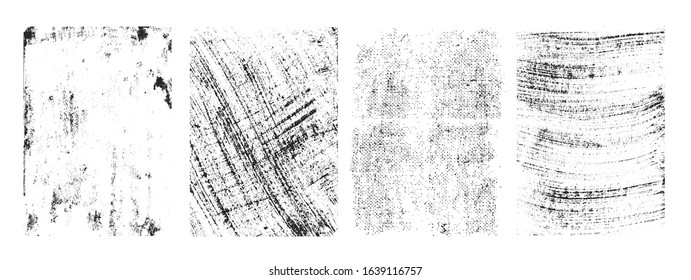 Vintage grunge textures collection with cracked grained scratched effects isolated vector illustration