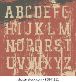 Vintage Grunge Western Alphabet, Vector Set