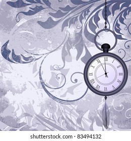 Vintage grungy background with pocket watches on chain