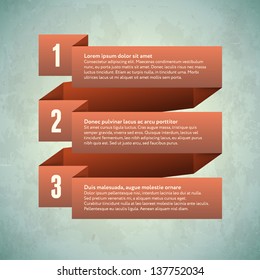 Vintage grungy card with numbered infographics ribbons